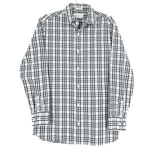 FAIRLINE White Blue Plaid Long Sleeve Collared Button Up Slim Fit‎ Shirt M